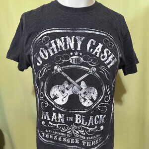 Johnny Cash Man in Black Men's Dark Gray T Shirt Medium Cotton Polyester